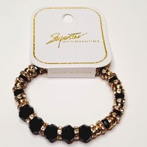 Superstar Accessories Black & Gold Multicolor Stretchy Bracelet